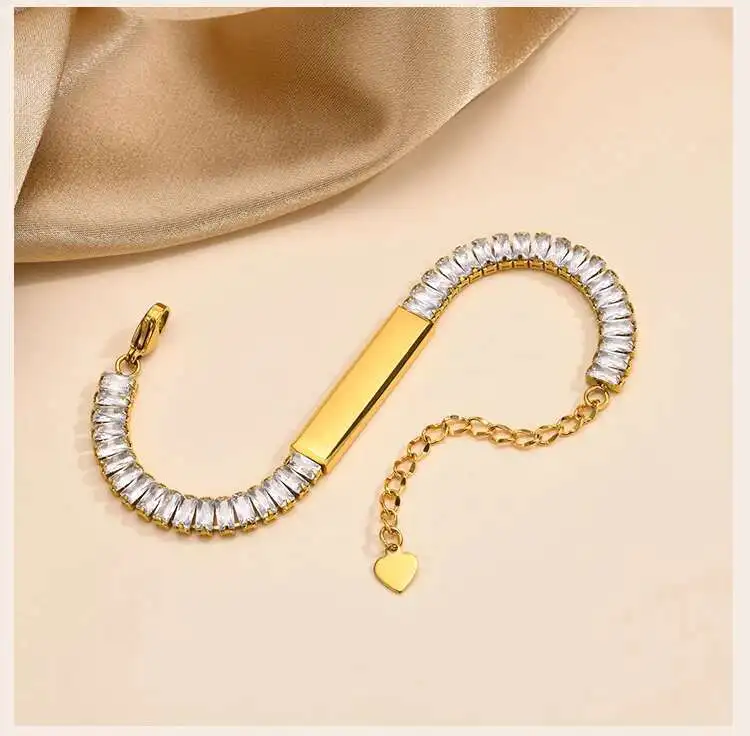 Eleganter Zirkonia-Armband für Damen, Schmetterlingskette, 18 Karat vergoldeter Edelstahl, Schmuck für Hochzeit, Verlobung – Detail 8