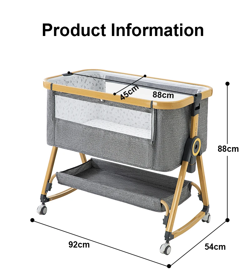 Baby Crib 3 in 1 Baby bed Portable Foldable Adjustable Height Rotatable Wheels Shaker Bassinet With Mosquito Net for Newborn S49b8cf7c3e3843eb9116f9dd10ff11f5c