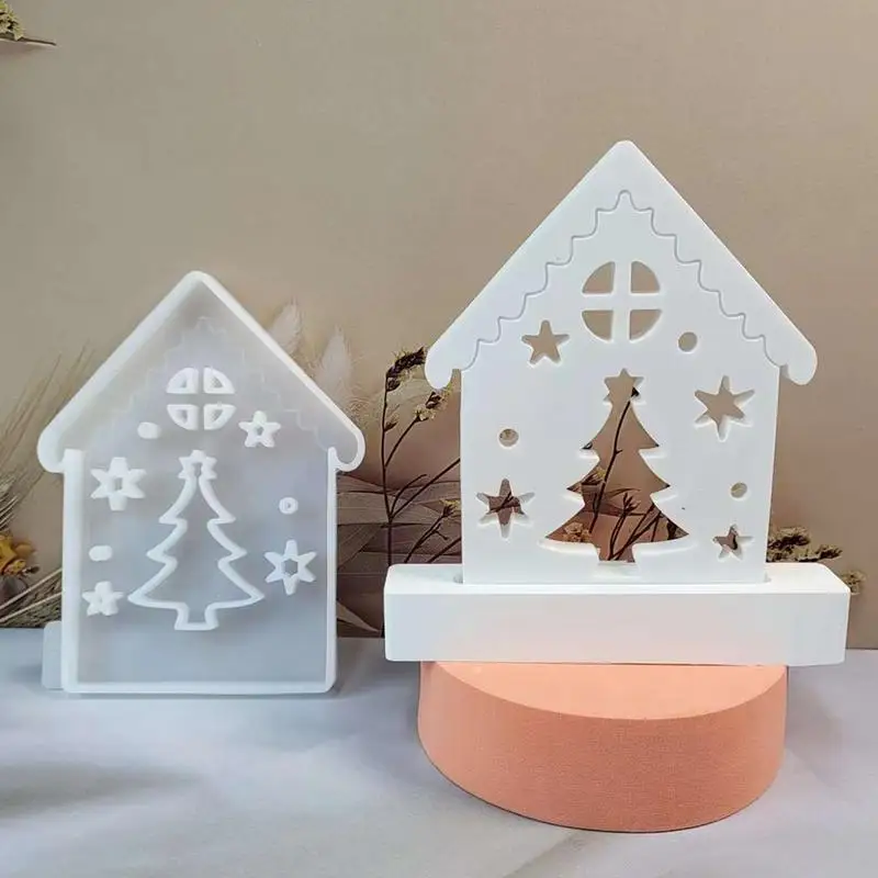 House Candle Holder Mold DIY Christmas Theme Resin Mould Silicone Candle Molds for Festive Home Decor Creative House Candle Mold