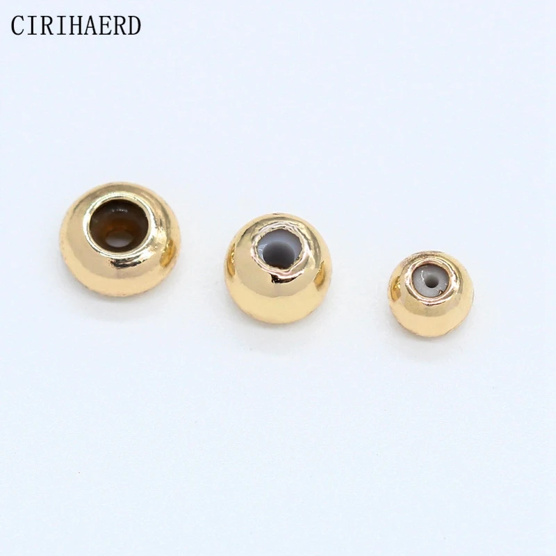 3mm Jewelry Bead 14K Gold Plated Brass Metal Round Spacer Beads To