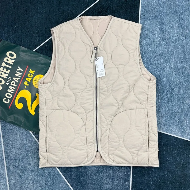 Gilet matelassé coton 4XL homme automne hiver - Doublure chaude sans col style rétro japonais