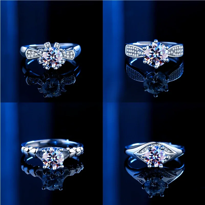 

2024 S925 Sterling Silver Zircon Moissanite Men Women Ring Girl Shiny Light Luxury Charm Trend Valentine Day Jewelry Gifts Y2k