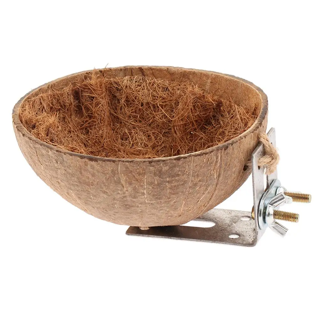 Coconut Shell Bird Nest House Hut for Pet Parrot Canary Finch Pigeon Cage Hamster Rat Gerbil Mice Cage Seed Toy parrot toy,bird toy,bird cage accessories