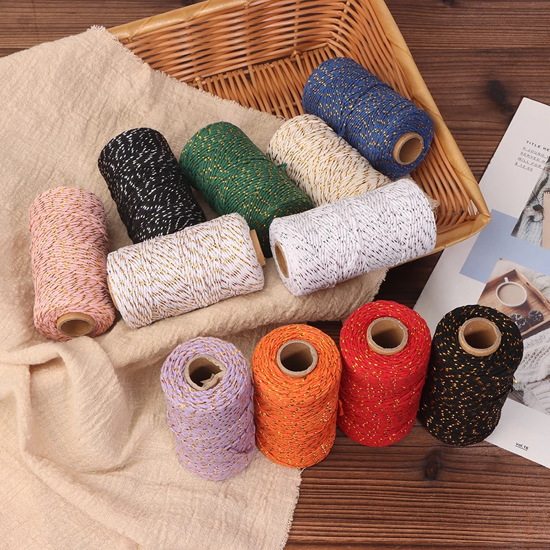 1Roll 2MM*100M 11 Colors Cotton Twine Rope Cord Tying Christmas Wedding Decoration Gift Packaging String DIY Gift Crafts Wrap