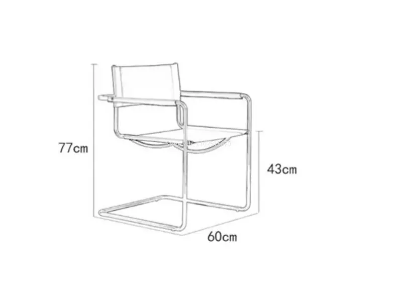 Description Picture 6 of itemChair Designer Single Sofa Stainless Steel Chair Living Room Medieval Stainless Steel Saddle Leather Leisure Chair