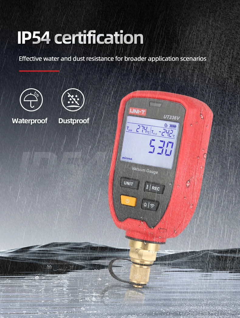 ?   전문가용 UT336V 무선 진공 게이지, LED 알람, IP54 방수, 8000 데이터 저장, HVAC 냉동용, 앱 알람