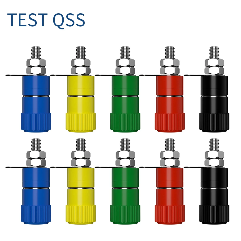 

QSS 10PCS 4MM Banana Socket Binding Post Nut Banana Plug Jack Electrical Connector Terminal DIY Parts Q.50001