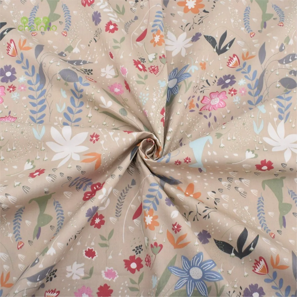 Chainho,Printed Twill Weave Cotton Fabric,Patchwork Cloth,DIY Sewing Quilting Material,8 Design Series,2 Sizes,15C2