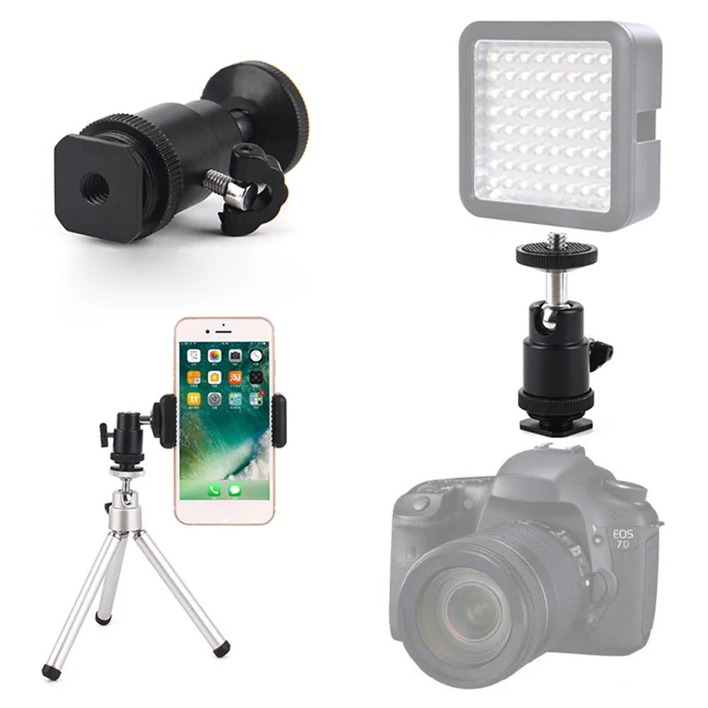 Ball Head Hot Shoe Adapter Tripod Mount Phone Clip Holder 1/4 Screw for Camera tripod ball head cold shoe ball head