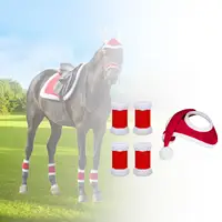 Horse Christmas Hat 4Pcs Horse Leg Wraps Thick Headwear Velvet Fly Leg Boots Wrap Leg Guard for Party Favors Parade Supplies 2