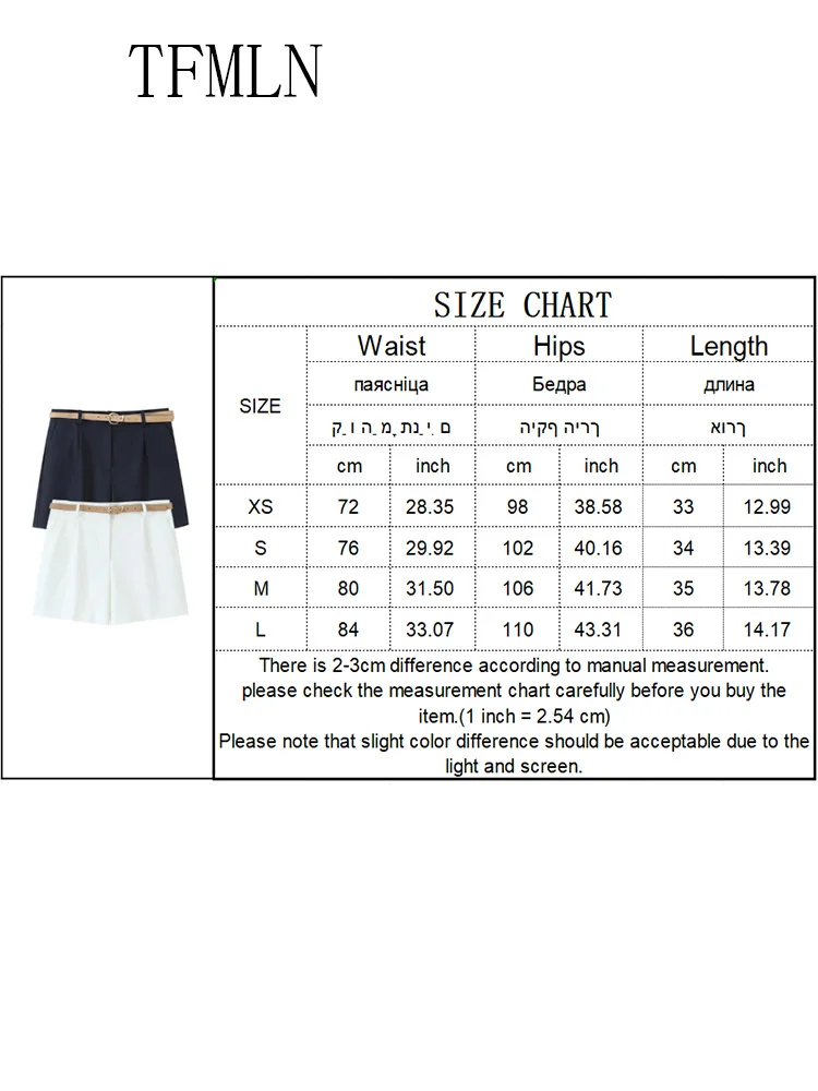 TFMLN 2025 Summer Women Solid Short With Belt Fashion Loose Casual Versatile Pleated Shorts Retro High Waist Side Pockets Shorts