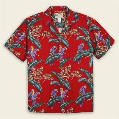 Men's Shirts Hawaii Tropical Style Parrot Print Short Sleeve Aloha Shirts Cuban Style Summer Plus Size casual short sleeved shirt short sleeved shirt hawaiian shirt