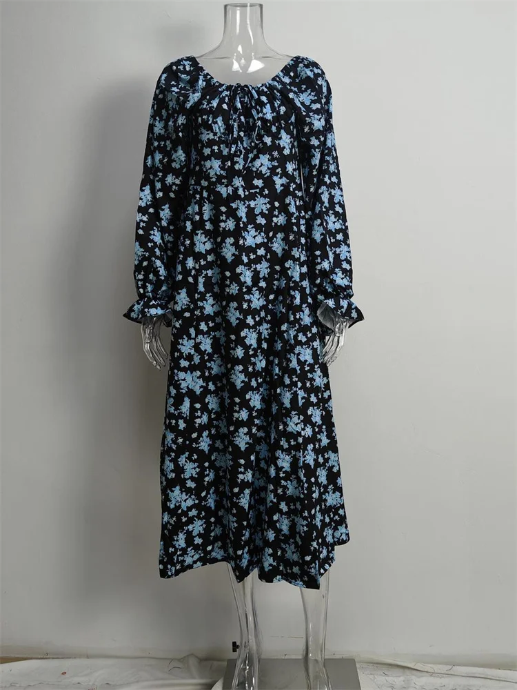 Wmstar Dresses Women Floral Print Stretch Maxi Dresses Casual Big Swing Summer Holiday Clothes Bandage Wholesale Dropshipping