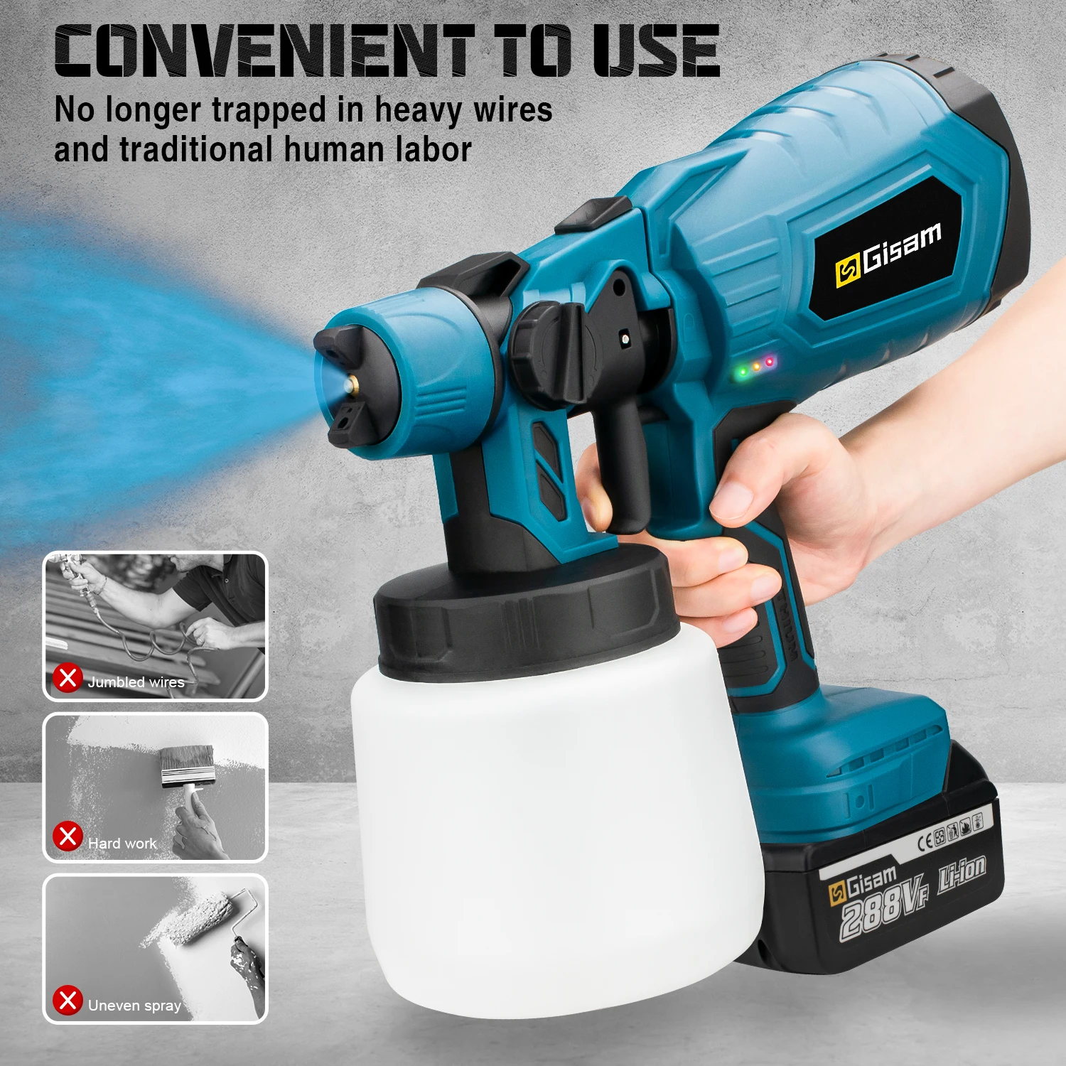 Paint Sprayer For Makita 18V Battery, 2 Containers, Easy To