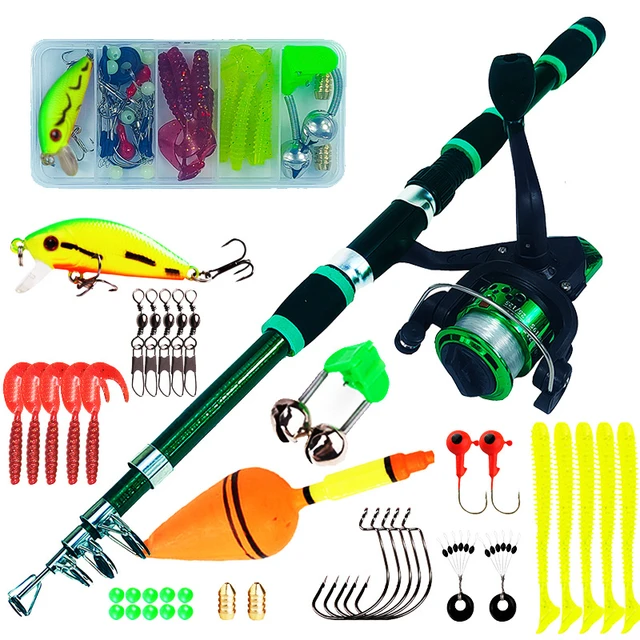 Kids Fishing Rod and Reel Set Fishing Rod Combo with Hooks Lures Fishing  Accessories with Tackle Box for children - AliExpress