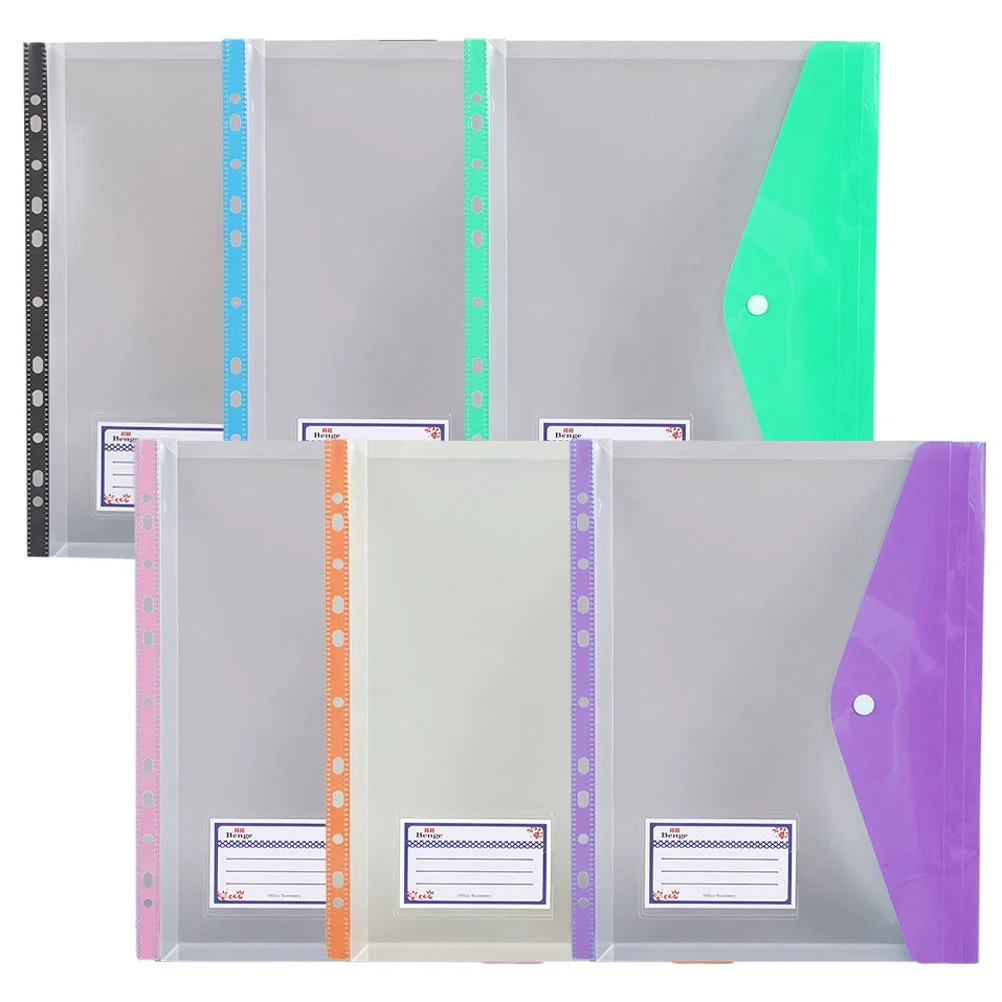 

6 Pcs Sheet Folders File Pouches Holder Snap Button Storage Bags Document Portable Folders Pockets Student Use