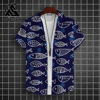 Hawaiian Shirt For Men Beach Casual Men's Short Sleeved Shirts New Cute Fish 3d Print Men's Shirt Oversized Men's Clothing 5xl 2