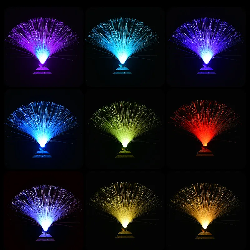 Fiber Optic Light LED Starlight Atmosphere Light 3-Color Colorful USB Charging Night Creative Table Lamp Room Decoration