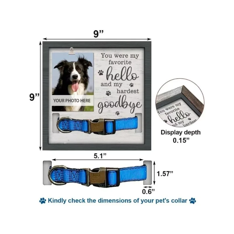 Dog Pet Gift Wooden Photo Frame DIY Gift Dog Collar Souvenir Pet Commemorative Stand Frame Can DIY Photo Collar dog memorial statue