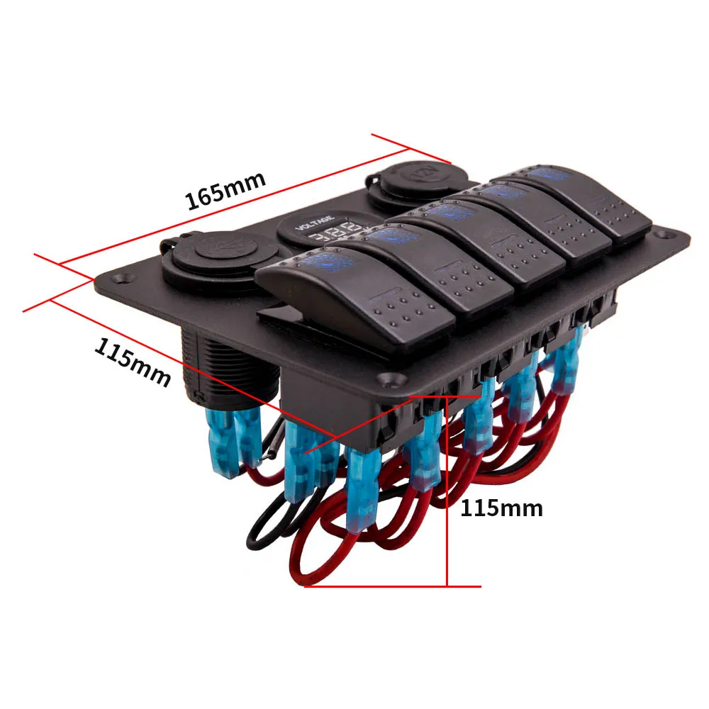 DC 12V/20A, 24V/10A Universal 5 Gang On-Off LED Toggle Switch Panel for ...
