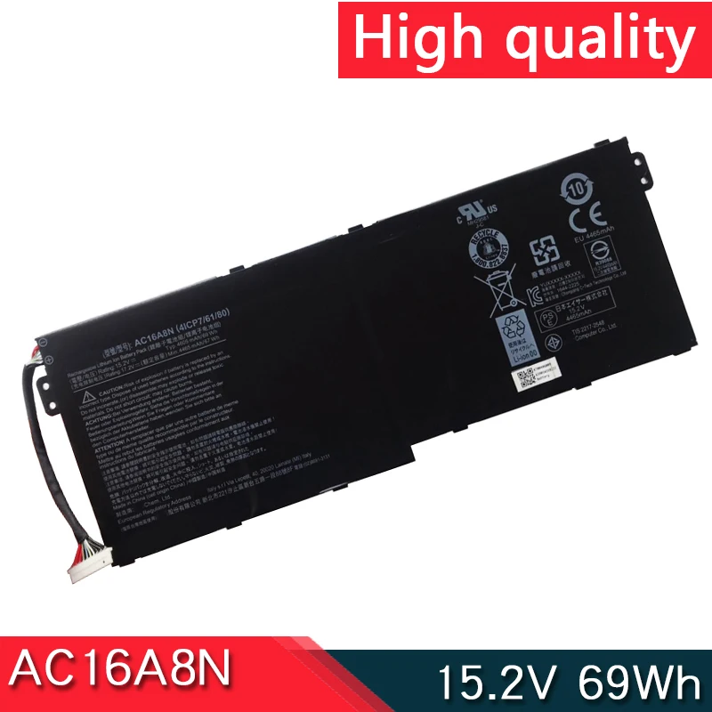 Nuova Batteria Per Laptop Ac16A8N 15.2V 69Wh Per Acer Aspire Vn7-593G Vn7-793G Aspire V17 Nitro Black Edition V15 Nitro Be 4 Icp7/61/80