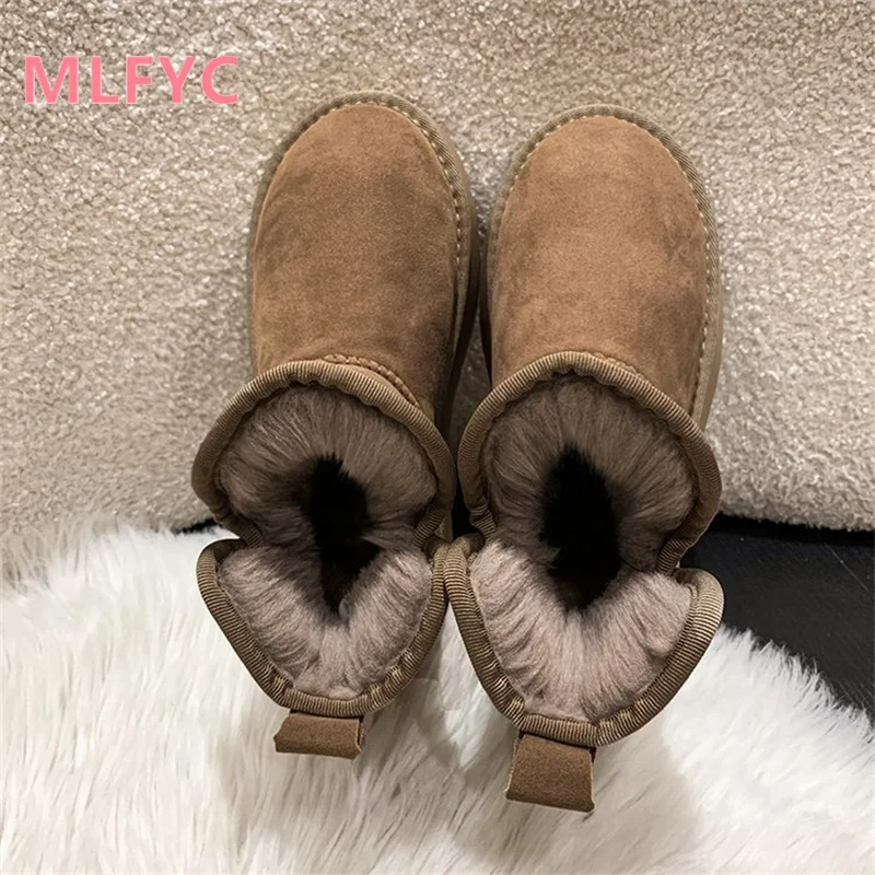 Women's thick soles short snow boots winter new versatile plush and thick anti slip warm cotton shoes for ladies boots