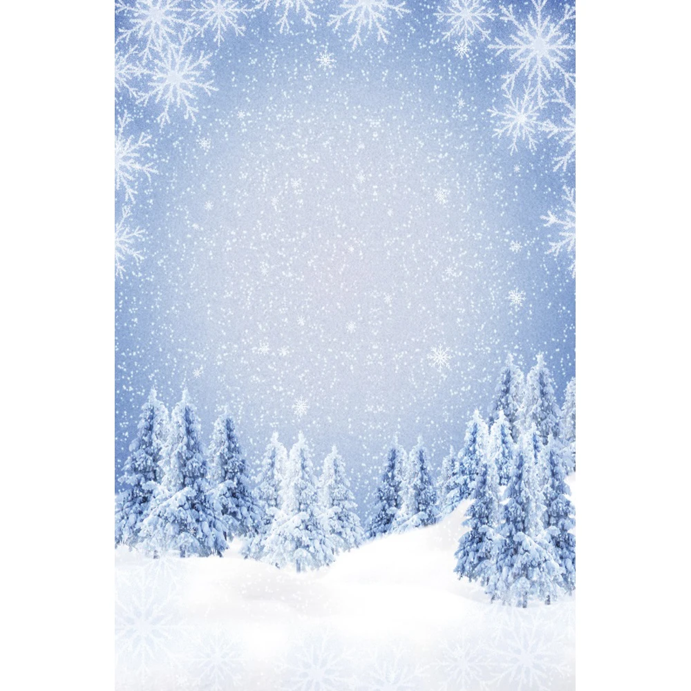 

Laeacco Winter White Snow Wonderland Backdrop Christmas Pine Tree Snowflake Forest Kids Baby Portrait Photography Backgrounds