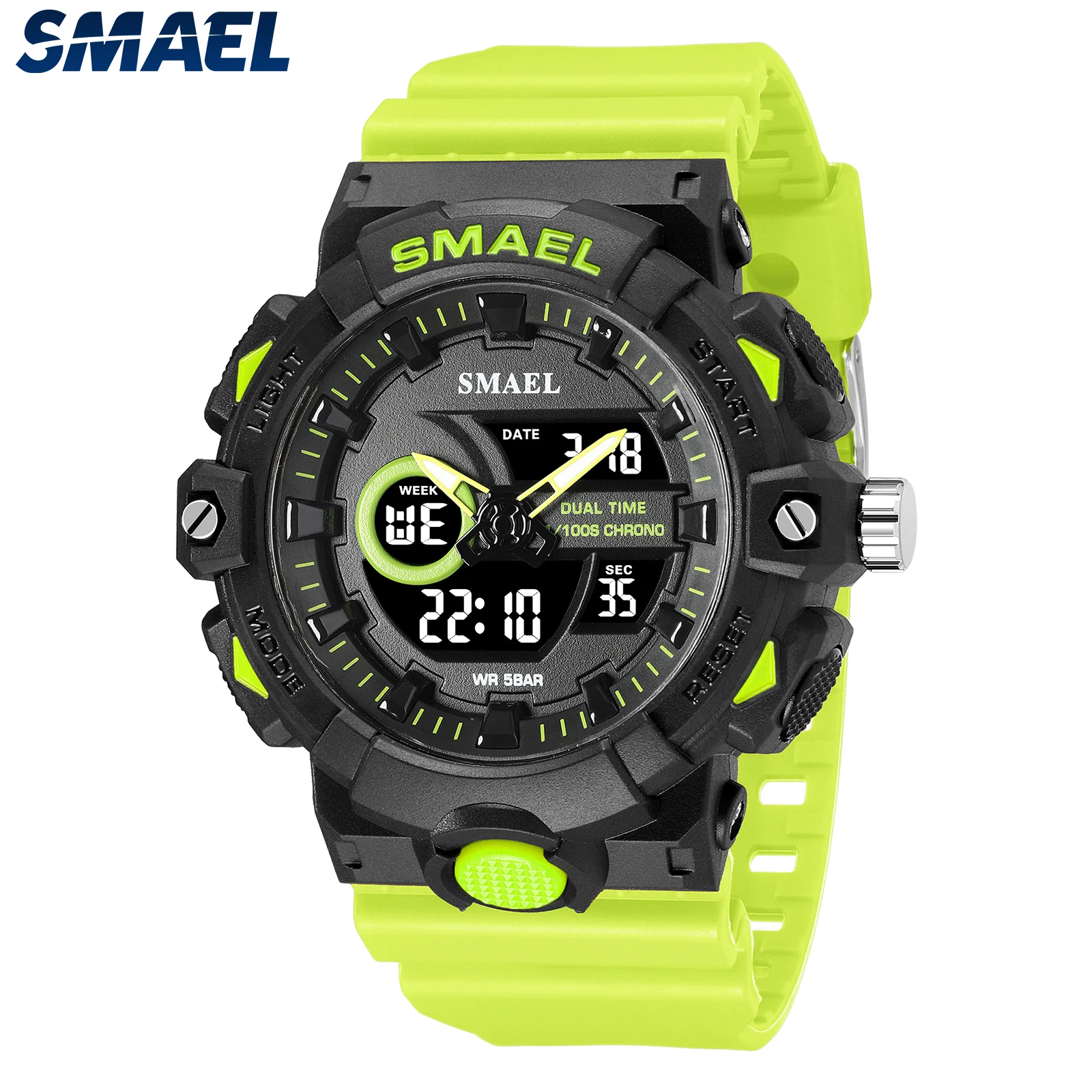 2023 New Watches SMAEL Waterproof 5Bar Dual Time Sport Watches Man Multi-Function Japan Movement Military Gift Wristwatches 8081 велосипедный видеорегистратор cat eye msc gc100 multi sport ce2400600