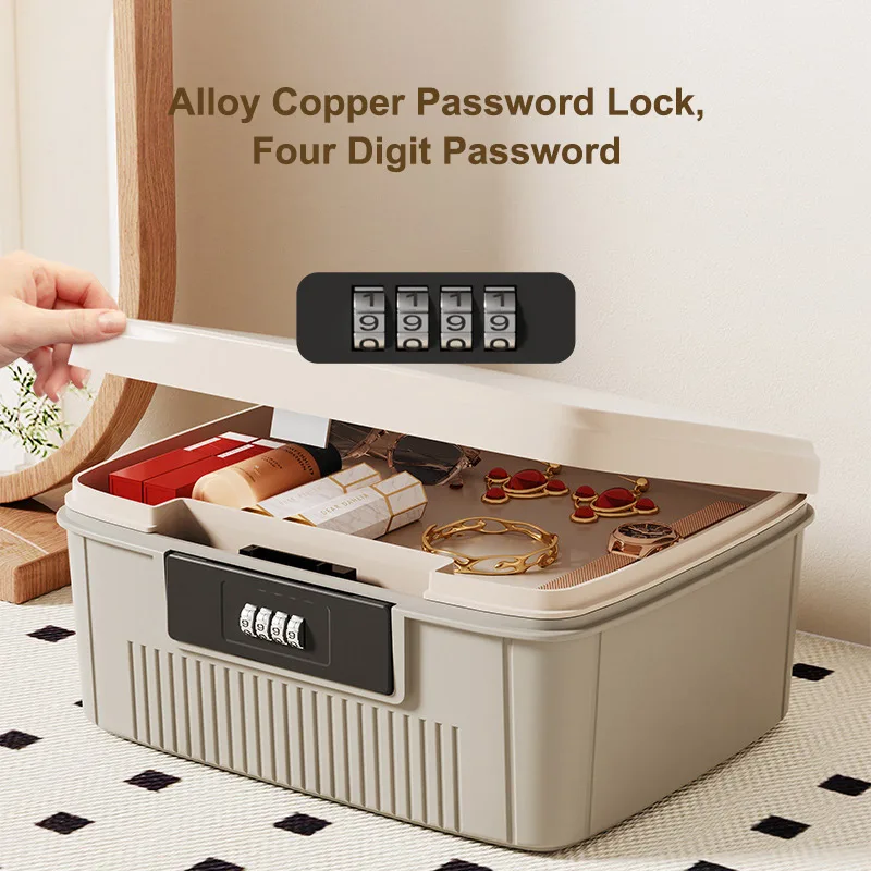 Portable Four Digit Password Lock Safe Box Household Cash Jewelry Privacy Security Storage Box Passport Medicine Organizer Case