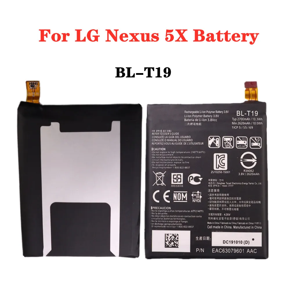 

New 2700mAh BLT19 BL-T19 Battery For LG Nexus 5X H790 H791 H798 BL T19 Mobile Phone Battery Bateria Fast Shipping