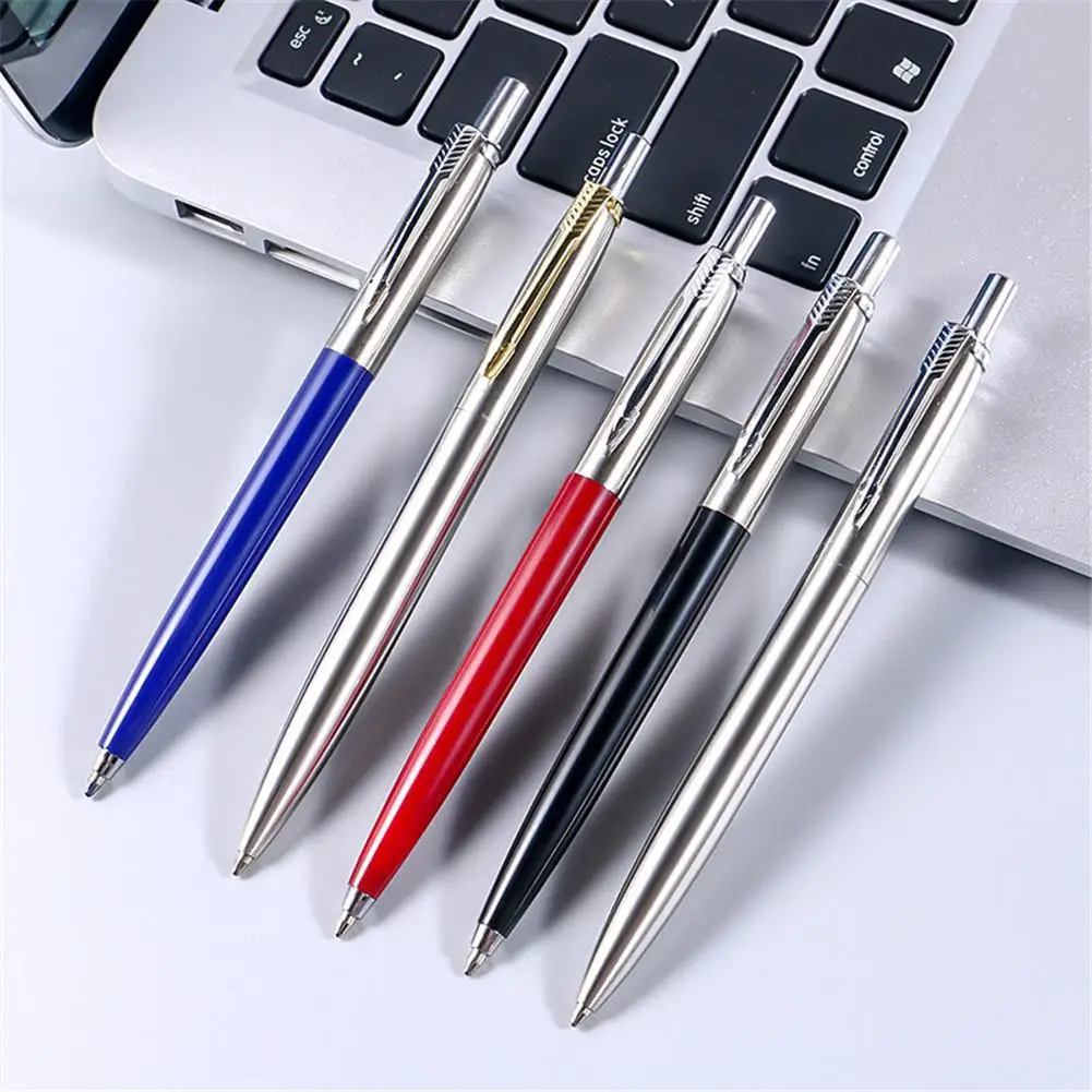 1Pcs Metal Ballpoint Pen Press Style Commercial Gift Pens For School Office Core Automatic Ball Pen