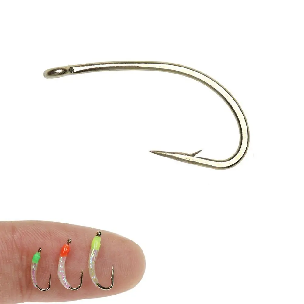 

50pcs Fly Tying Hooks Dry Wet Long Shank Round Bend Trout Fishing Hooks High Carbon Steel Barbed Hooks Carp Fishing Hooks Pesca