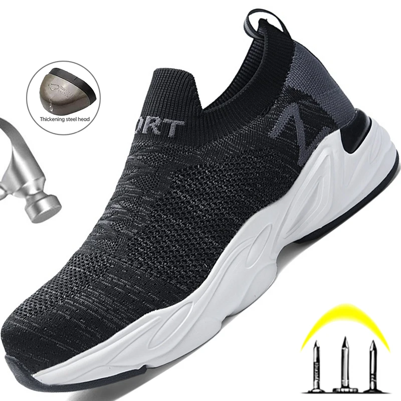 Safety Shoes Men Shoes Steel Toe Safety Shoes for Men Women Lightweight Work Sneakers Industrial Work Shoes Anti-puncture Sock Safety Boots Couple