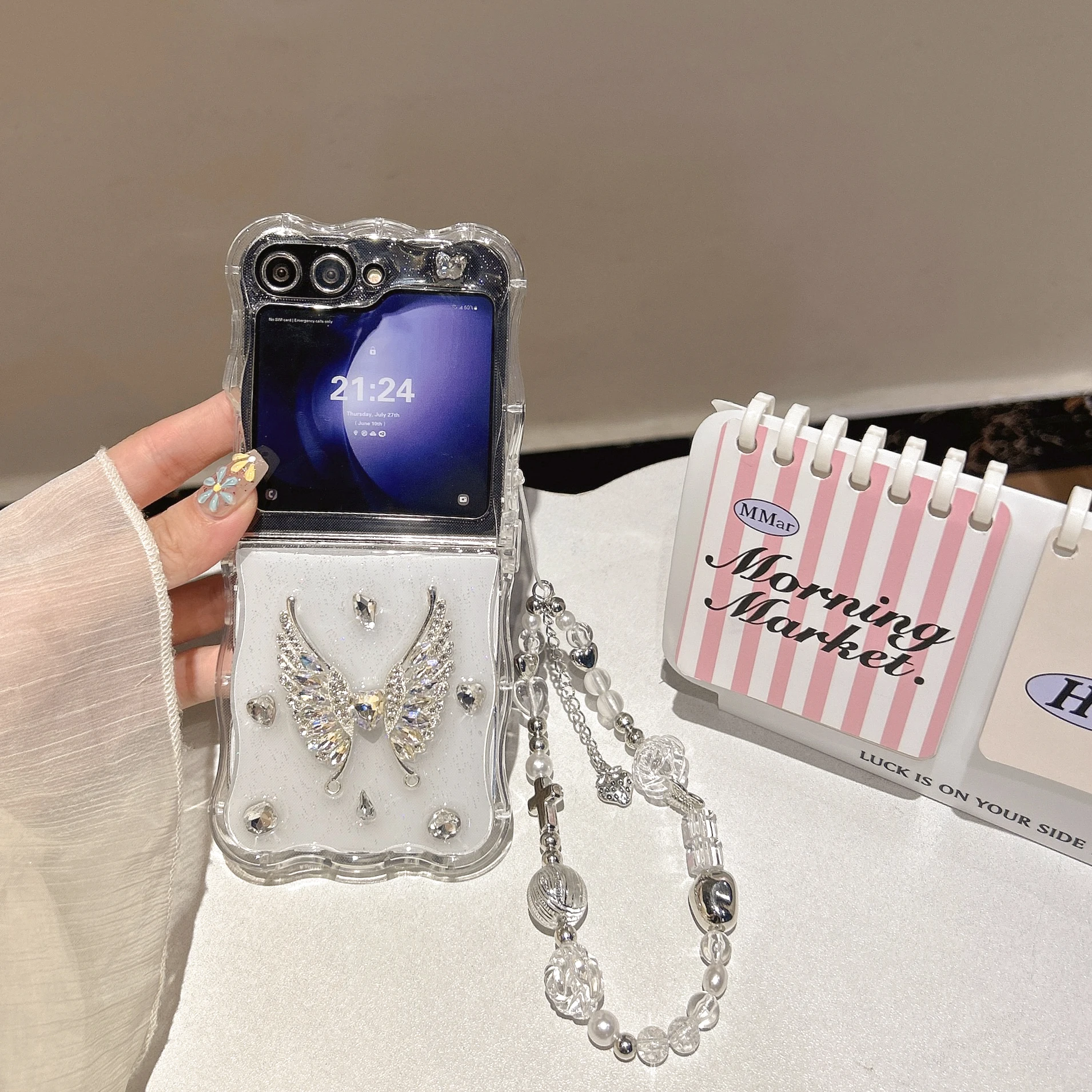 Cute Love Butterfly Shockproof Phone Case with Lanyard