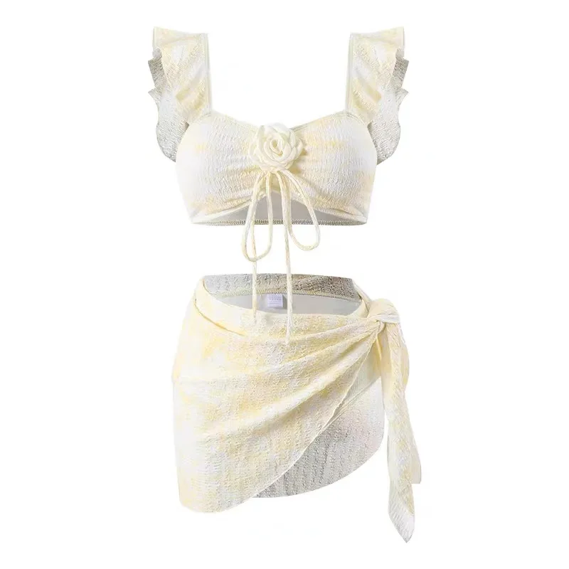 Sexy Bikini Three-Piece Set Vacation Spa Beach Swimwear Women's High-End Sensation Escape Princess 2024 New Arrival - 5