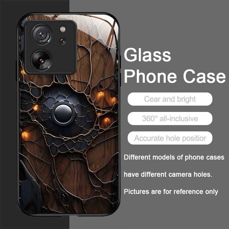 Mechanical Wood Texture Pattern Glass Phone Case Cover