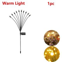 Solar-Powered Firefly Garden Lights - Decorative Outdoor Landscape Lighting with Firework Effect - 8LED (Warm Light 1PC)