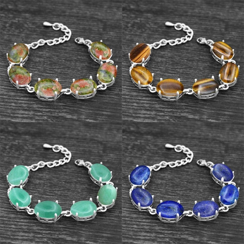 Bracelet Jewelry Vintage Oval Natural Jades Quartz Women