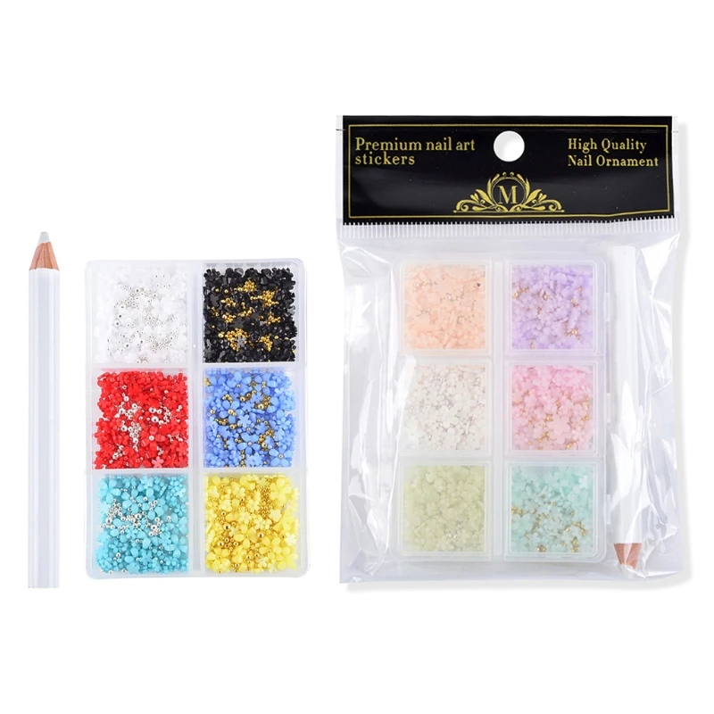 

Jewelry Flower Small Steel Ball Mixed Caviar Beads For Nails Silver Jewelry DIY 3D Art Decoration