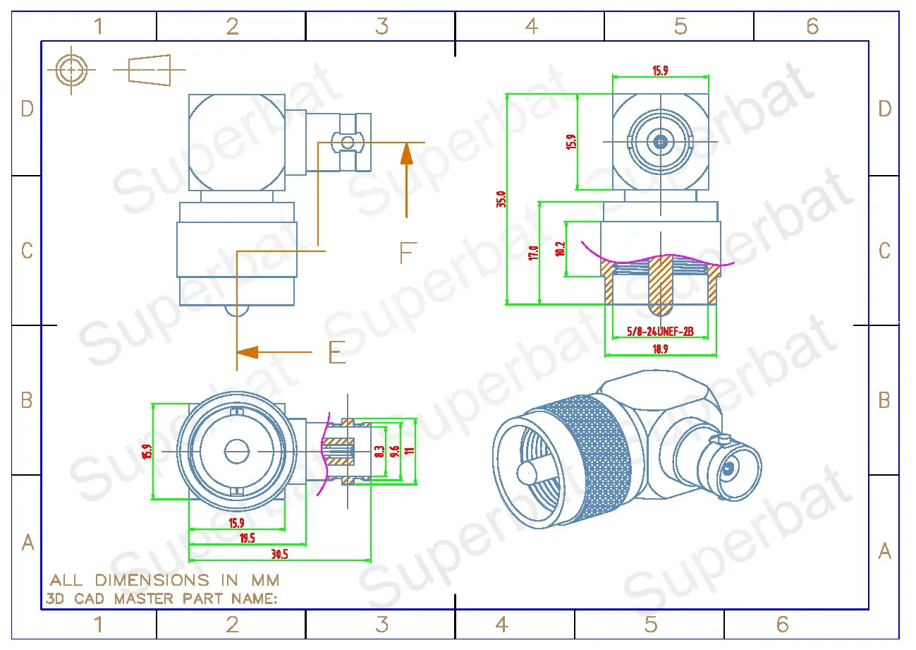 BNC to UHF Right Angle Female to Male RF Coaxial Connector Adapter