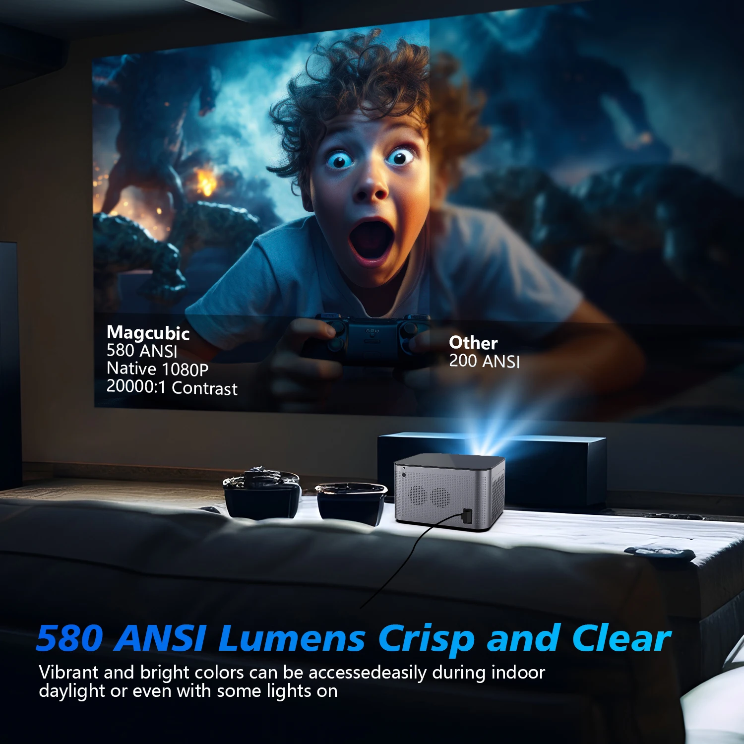 Magcubic 580ANSI Projector Android 11 4K 1080P Wifi6 Voice Control Allwinner H713 Electronic Focus BT5.0 Home Cinema HY350 Pro 2