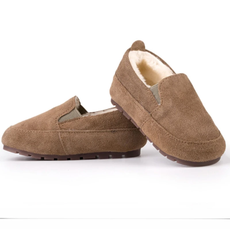Suede Leather Kids Loafers Winter Shoes