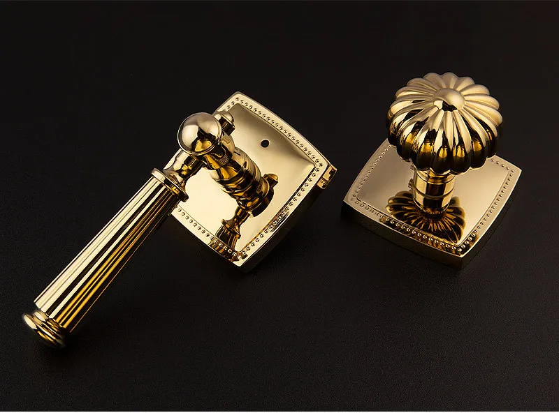 Description Picture 2 of itemLight Luxury Gold Bathroom Door Lock Pumpkin Ball Handle Keyless Lockset Indoor Door Handle Silent Security Locks Home Hardware