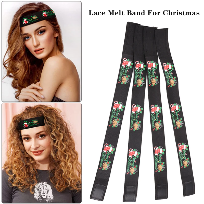 Wig Bands For Edges Lace Band With Ear Muffs Black Melting Band For Lace  Wig Adjustable Elastic Bands With Merry Christmas Print - AliExpress