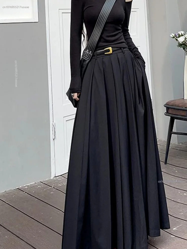

Women Skirts Spring Pleated Floor Length Solid Simple Classic Graceful Popular Newly Young Stylish Cool Korean Style Hot Sale