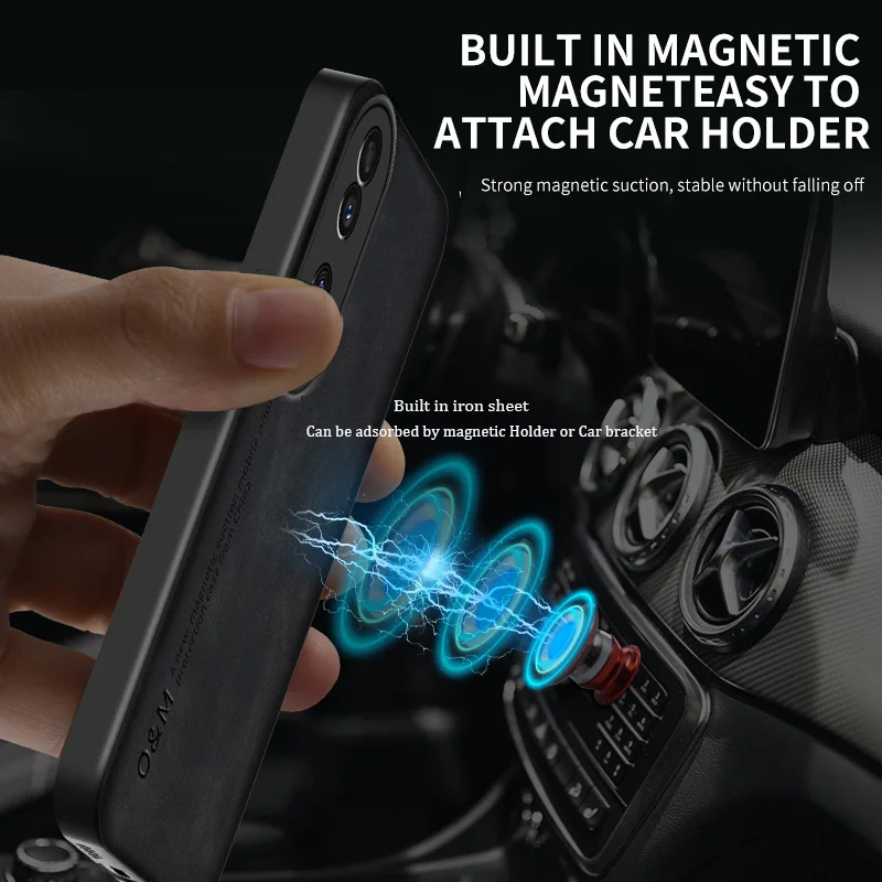 Elegant Suede Leather Shockproof Phone Case with Built-in Magnet