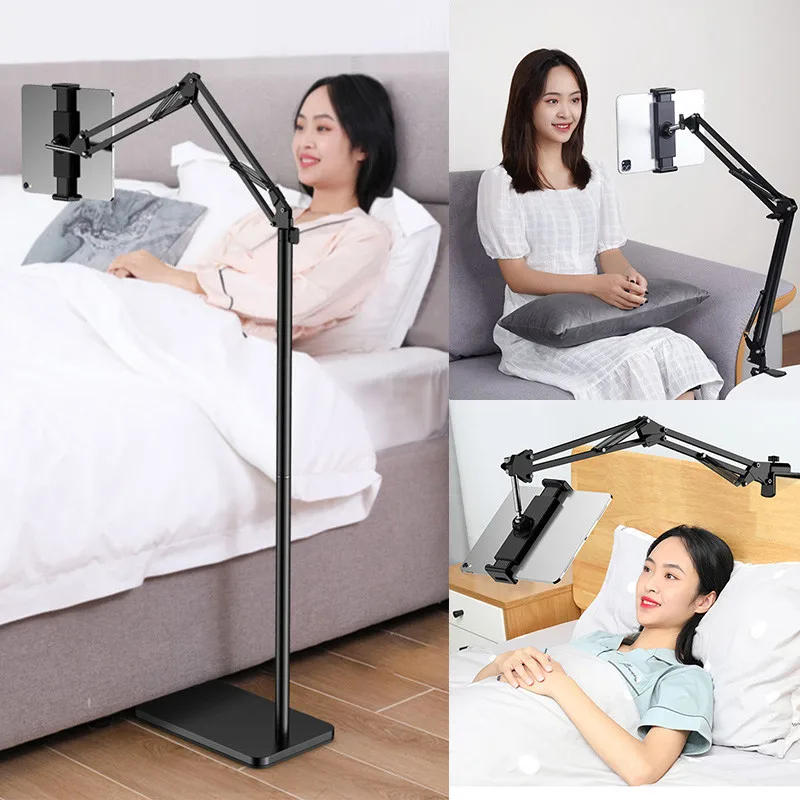 Escalável Piso Flexível Braço Tablet Phone Stand Titular Suporte para Xiaomi Ipad Pro12.9 Espreguiçadeira Cama Suporte de Montagem