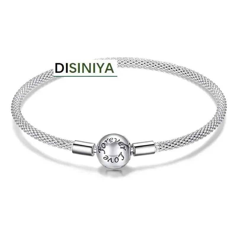 925 Silver Plated Classic Love Eternal Snake Chain Women's Bracelet Charm Bead DIY Popular Boutique Jewelry 17CM 19CM 23CM 2