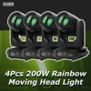 4Pcs/lot LED Moving Head Light 200W Beam+Spot+18 Rotating Prisms+Rainbow Effect Dj Dmx Stage Light Effect Light Disco Dj Bar 1
