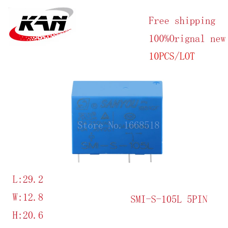 

Free shipping 10pcs relay SMI-S-105L SMI S 105L 5VDC 10A 250VAC 5PIN Original New